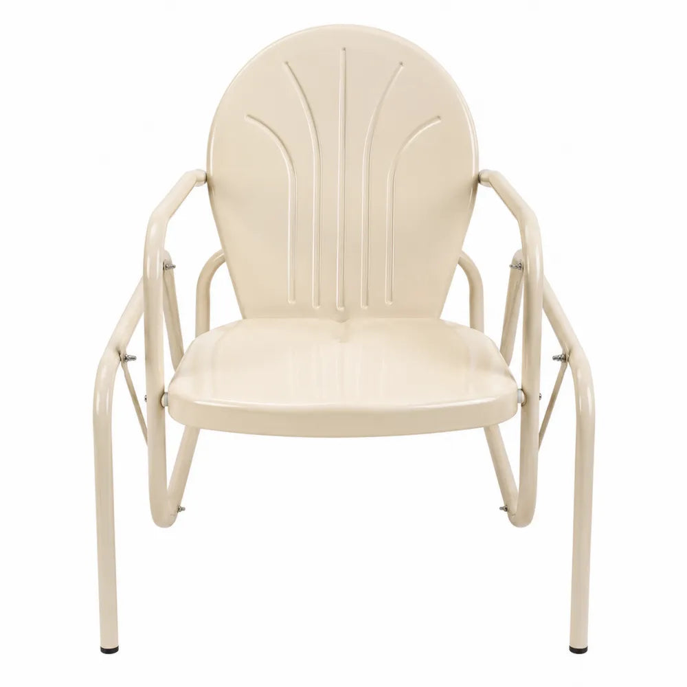 Chaise de jardin en acier thermolaqué crème avec accoudoirs et dossier arrondi 60 x 64 x 93 cm