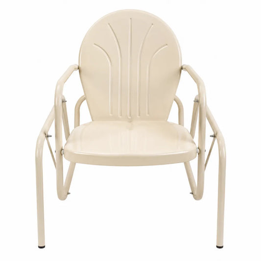 Chaise de jardin en acier thermolaqué crème avec accoudoirs et dossier arrondi 60 x 64 x 93 cm